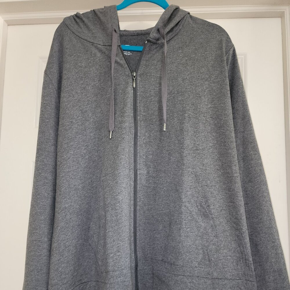 Gray zip up active jacket with hoodie